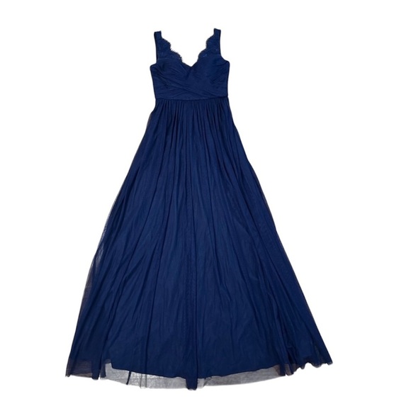 BHLDN HITHERTO FLEUR ANTHROPOLOGIE Elegant Navy Blue Lace Evening Gown SIZE 4 - Picture 6 of 8